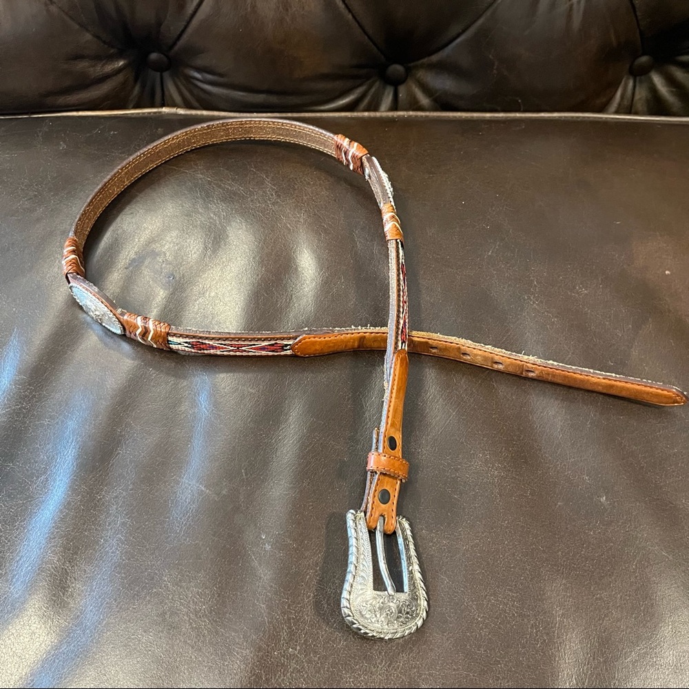 Western brown leather belt